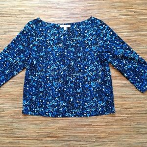 Banana Republic Top Blouse Blue 3/4 Sleeve Cuffs
